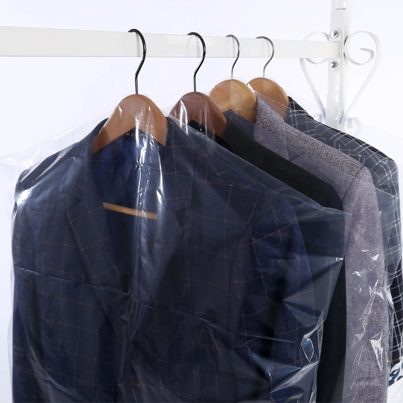 Dust Proof Plastic PE Transparent Hanging Clothes Men′s Suit Bag Cover Luxury Garment Zipper Pack Suit Bag for Closet Storage