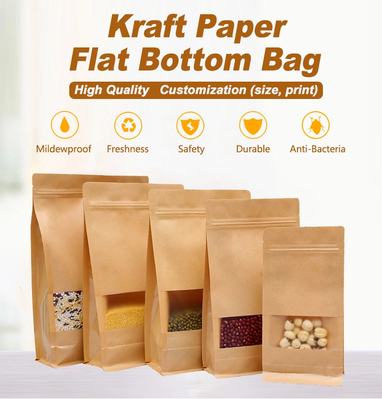 Fashion Factory White Ziplock Kraft Paper Reusable Plastic Stand up Bag