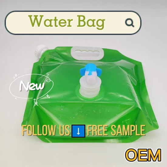 BPA-frei, 1 l, 5 l, 10 l, individuelles Logo, transparent, für Outdoor, Camping, Wandern, tragbarer Griff, Auslaufbeutel, Kunststoffverpackung, faltbarer Wasseraufbewahrungsbeutel mit Absperrklappe