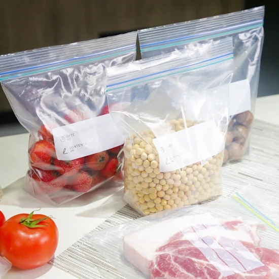 Großhandel mit BPA-freiem LDPE, auslaufsicherer Gallonen-Snack mit umklappbarem Deckel, wiederverwendbare Dichtung, Kunststoffverpackung, Doppelreißverschluss, Gefrierschrank, Druckverschlussbeutel